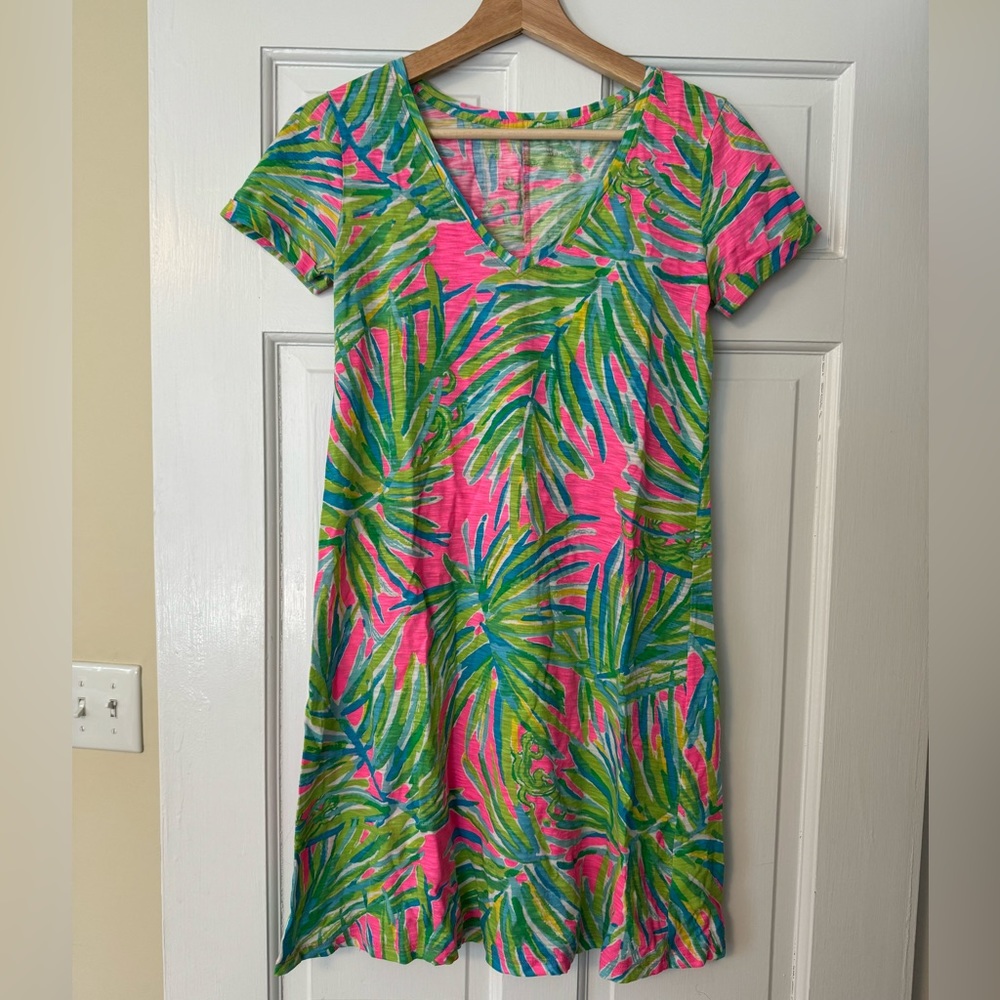 Lilly Pulitzer XS Jessica dress Royal Lime tiki pink